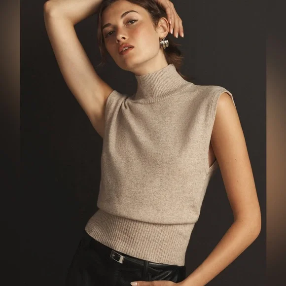 Reformation Arco Cashmere Sleeveless Turtleneck Sweater - Picture 5 of 6